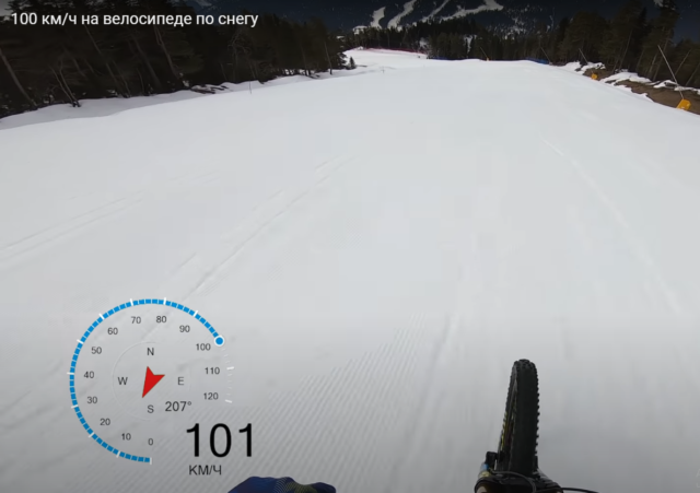 на велосепеде по снегу 100 км в ча
